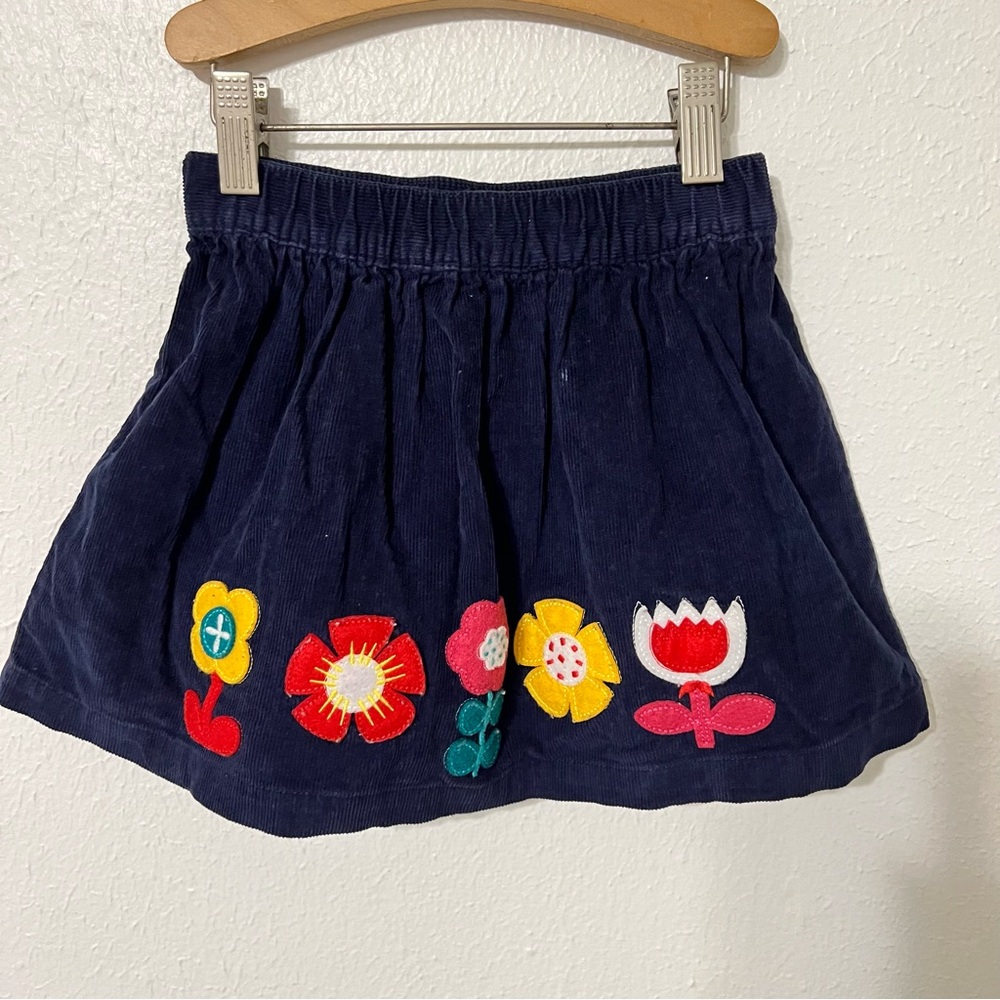 Hanna Andersson Folklore Navy Skirt with Whimsical Appliqué Cotton Corduroy